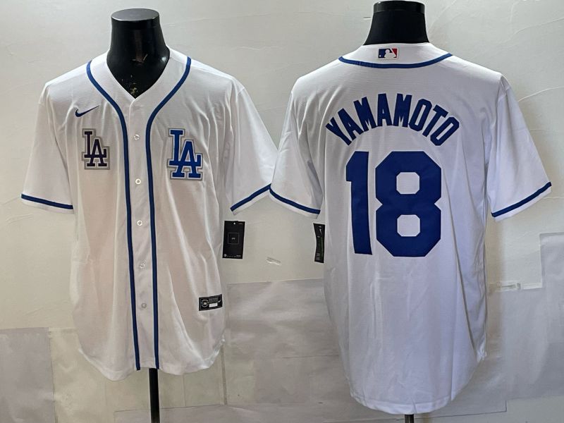 Men 2026 Nike Los Angeles Dodgers #18 Yamamoto White Game MLB Jersey 01